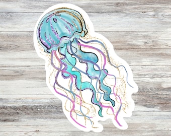 Cute Jellyfish Sticker, Girly sticker, Waterproof and Dishwasher Safe Handmade cute Vinyl Sticker for gift, planner, book, laptop stickers