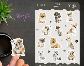 Dog Stickers Vinyl Sticker Pack Sheet for Dog Mom Gift for Dog Lovers gift Planner Stickers Cute Puppy Journal Stickers Animal Dog Birthday