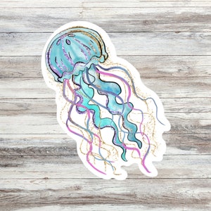 Autocollant mignon méduse, autocollant girly, autocollant en vinyle fait main imperméable et lavable au lave-vaisselle pour cadeau, agenda, livre, autocollants pour ordinateur portable