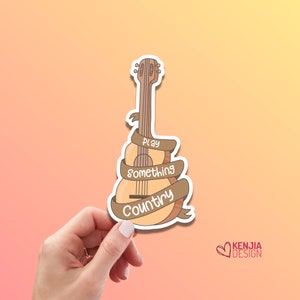 Stickers country et aimants pour réfrigérateur, jouer de la guitare, cadeau pour les amateurs de musique country, décoration western, Kindle, agenda, livre de partitions
