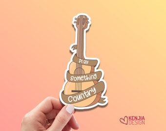 Pegatinas y imanes para el frigorífico con la frase "Tocando la guitarra", regalo para amantes de la música country, decoración del oeste, Kindle, agenda y libro de partituras