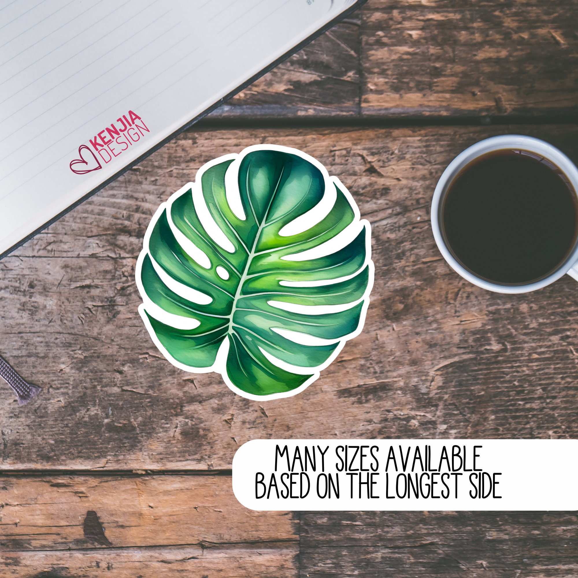 Monstera Leaf Stickers | Watercolor Waterproof Sticker | House Plants ...