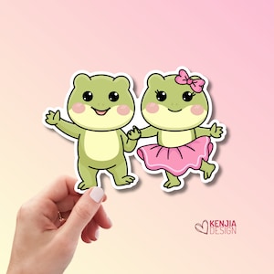 Stickers grenouille kawaii, séance de danse, autocollants grenouille, sticker mème animal rigolo, stickers tendance, crapaud Coattagecore