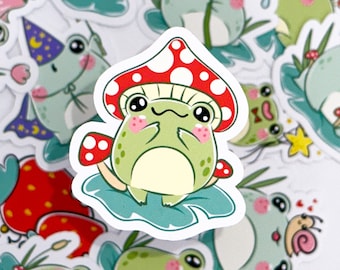 12 pcs Sticker Pack Kawaii Frog Stickers, Handmade Vinyl Stickers for planner, laptop, gift stickers