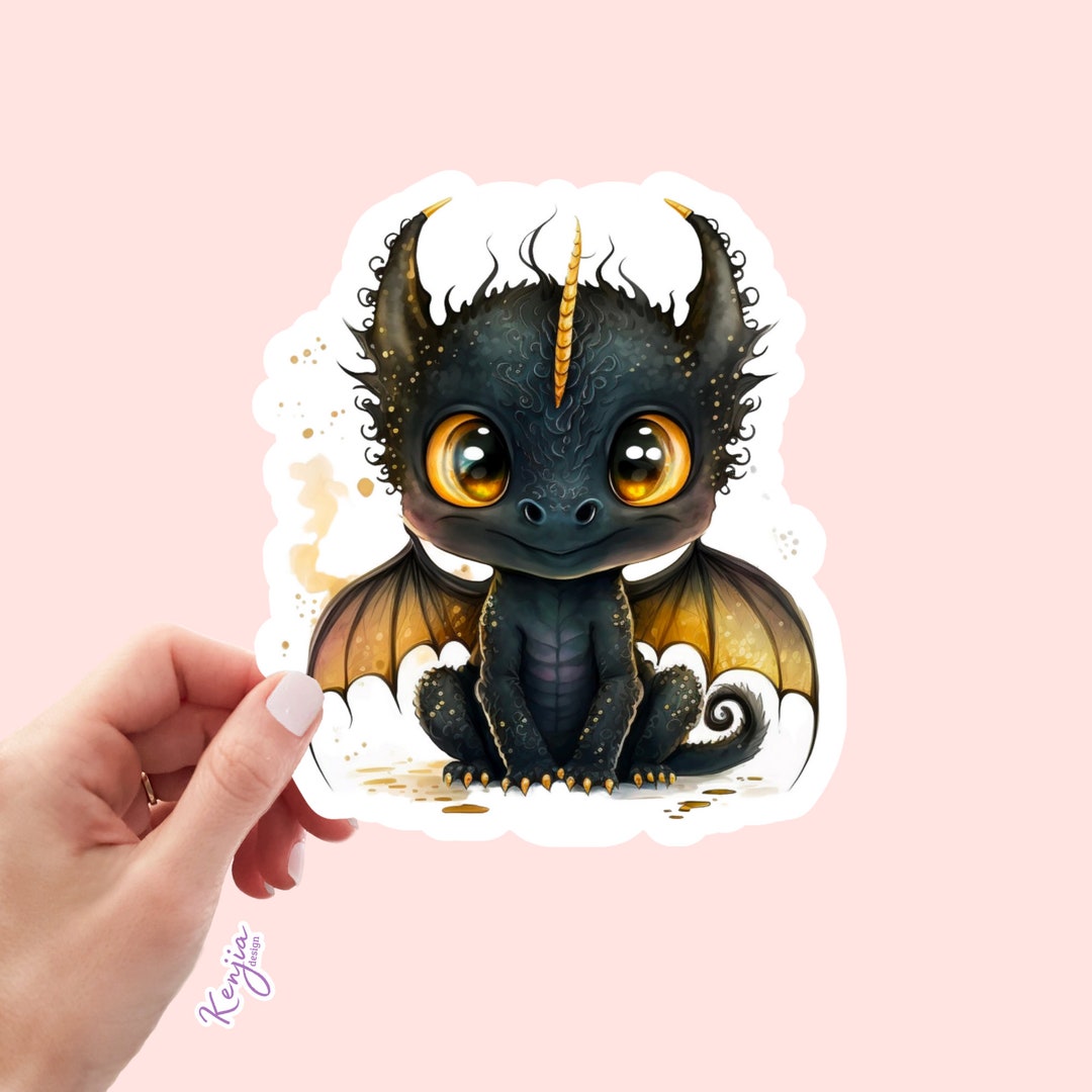 Black Dragon Sticker, Holographic Option, Always Be Yourself, Be a Dragon, Fantasy  Stickers, Baby Dragon, Dragon Water Bottle Sticker 