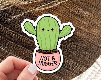 Not a Hugger Succulent / Funny Introvert Stickers  / Autism Mental Health Matters / Retro Mental Health Awareness Cactus