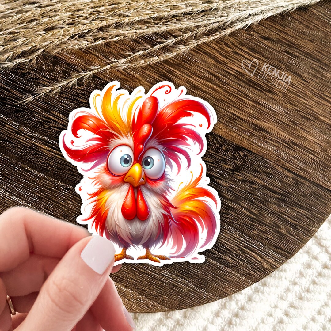 Cute Funny Crazy Rooster Chicken Stickers / Farm Life Stickers ...
