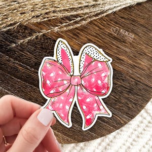 Coquette Bow Bunny Stickers / Easter Bunny Stickers / Pink Bunny Bow / Girly Easter  / Kindle Stickers