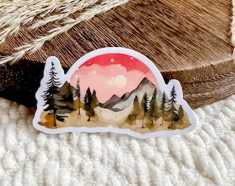 Mountain Sticker / Nature Stickers / Landscape Waterproof Vinyl Stickers / Pine Tree Forest Lover / Wildlife Gifts Laptop Stickers