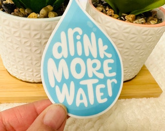 Drink More Water Stickers Reminder, 3 inch, Emotional Support Water Drop, Funny Stay Hydrated Water Bottle Sticker Gift