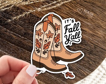 Leuke herfststickers / It's Fall Yall / Leuke cowboylaarzenstickers / Western herfststickers / Laptop- en Kindle-stickers