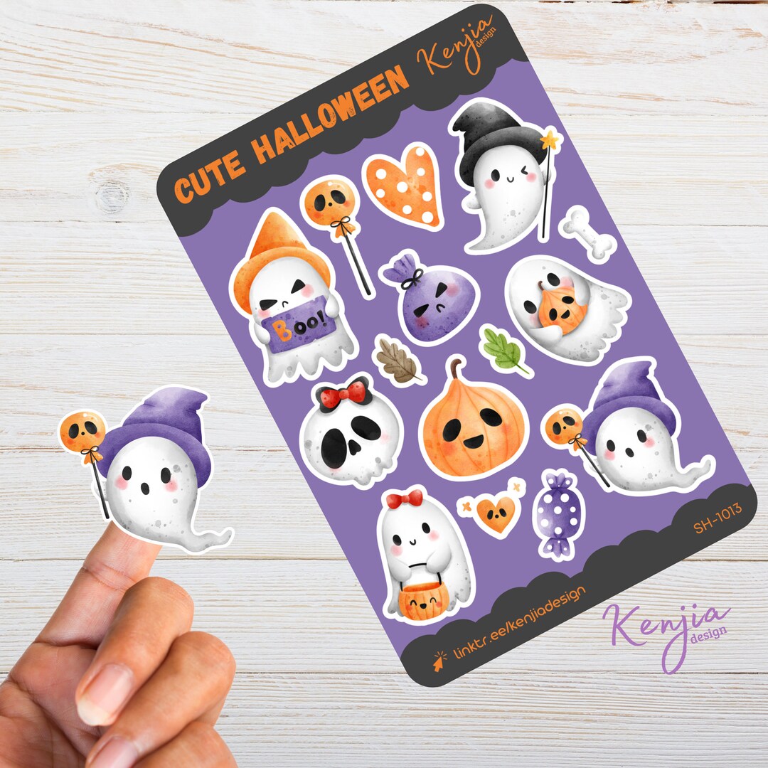 Cute Halloween Kawaii Spooky Ghost Sticker Sheet for Stationary Planner ...