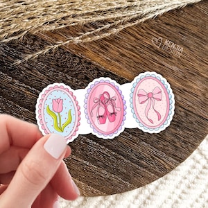 Stickers souples pour filles / Stickers esthétiques / Stickers tulipes / Noeud coquette rose / Cadeau ballerine / Stickers ordinateur portable et Kindle