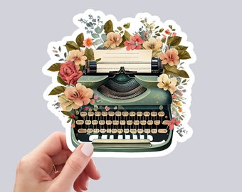 Cute handmade Vintage Typewriter Sticker and Magnet with Watercolor Effect in Vinyl, Waterproof  planner, book , laptop stickers