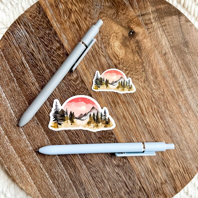 Mountain Sticker / Nature Stickers / Landscape Waterproof Vinyl Stickers / Pine Tree Forest Lover / Wildlife Gifts Laptop Stickers image 3