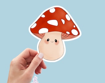 Cute handmade Mushroom Sticker in Vinyl, for gift, Waterproof and Dishwasher Safe for planner, book , laptop stickers