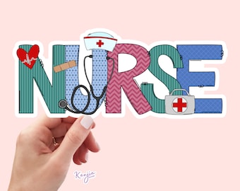 Cute Handmade Colorful Nurse Words, Nurse Stickers and Magnet, Medical Healthcare Sticker Waterproof Vinyl Sticker for gift, planner, laptop