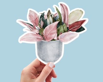 House plants Sticker, Botanical Waterproof Handmade cute Vinyl Sticker for plant mom gift, planner, book and laptop stickers
