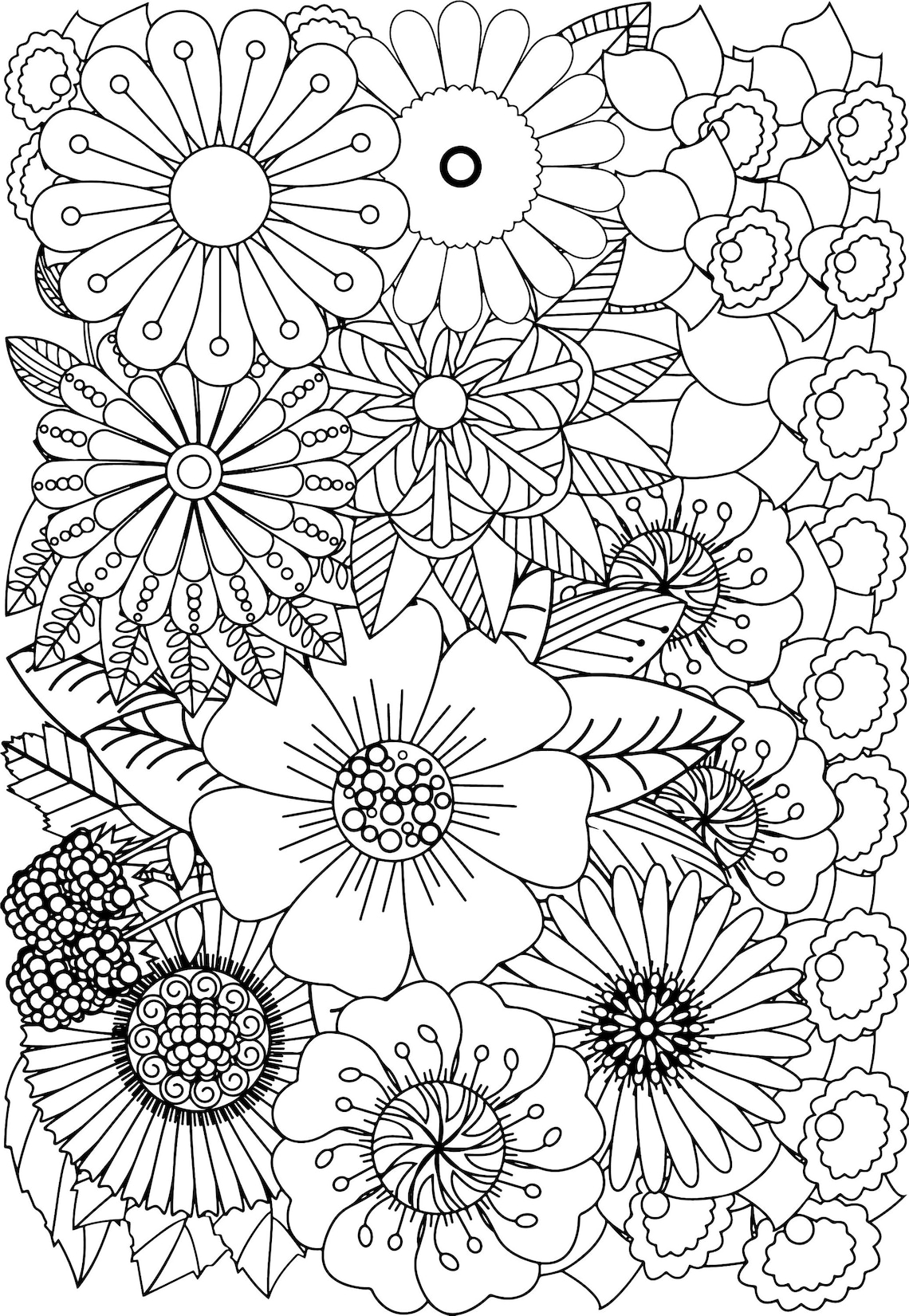 Zen Flower Coloring Pages - Etsy