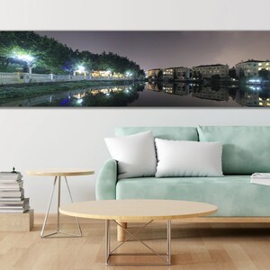 Extra large panorama, large, big evening realistic printable instant download digital pano of China in purple colors, water, no filters