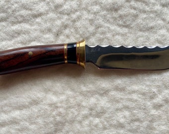 Coltello da caccia forgiato a mano: manico in legno di Coca Bolo, prodotto negli Stati Uniti