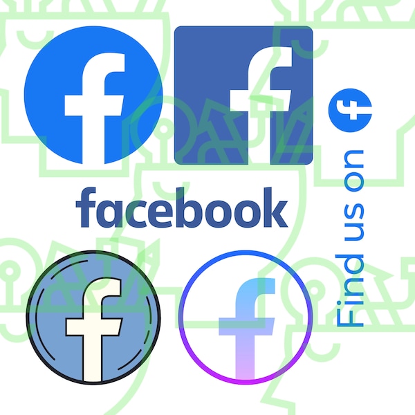 Social Media Transparent Icons SVG & PNG Bundle | 6 Logos | Facebook