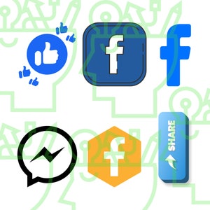 Social Media Transparent Icons SVG & PNG Bundle 2 | 6 Logos | Facebook
