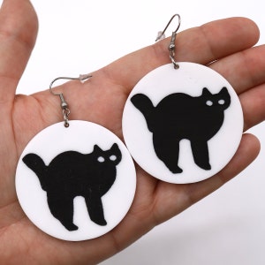 Cat Sugar Cookie Earrings | Halloween Earrings - Spooky Earrings - Pumpkin Earrings - Halloween Cookie Earrings - Cat Earrings
