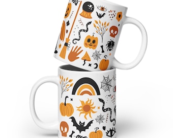 Boho Halloween Mug | Fall Decor Coffee Cup | Halloween Coffee Cup | Festive Spooky Coffee Cup