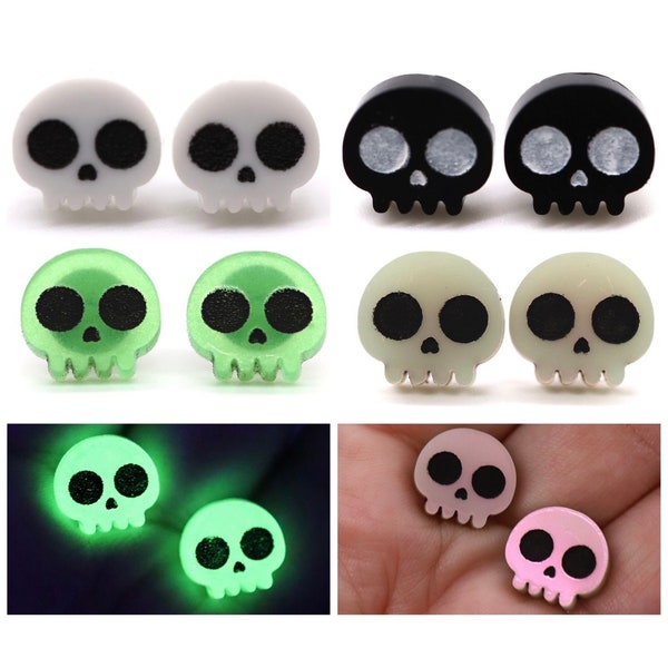 Skull Stud Earrings | Halloween Earrings - Spooky Earrings - Skeleton Stud Earrings - Small Earrings