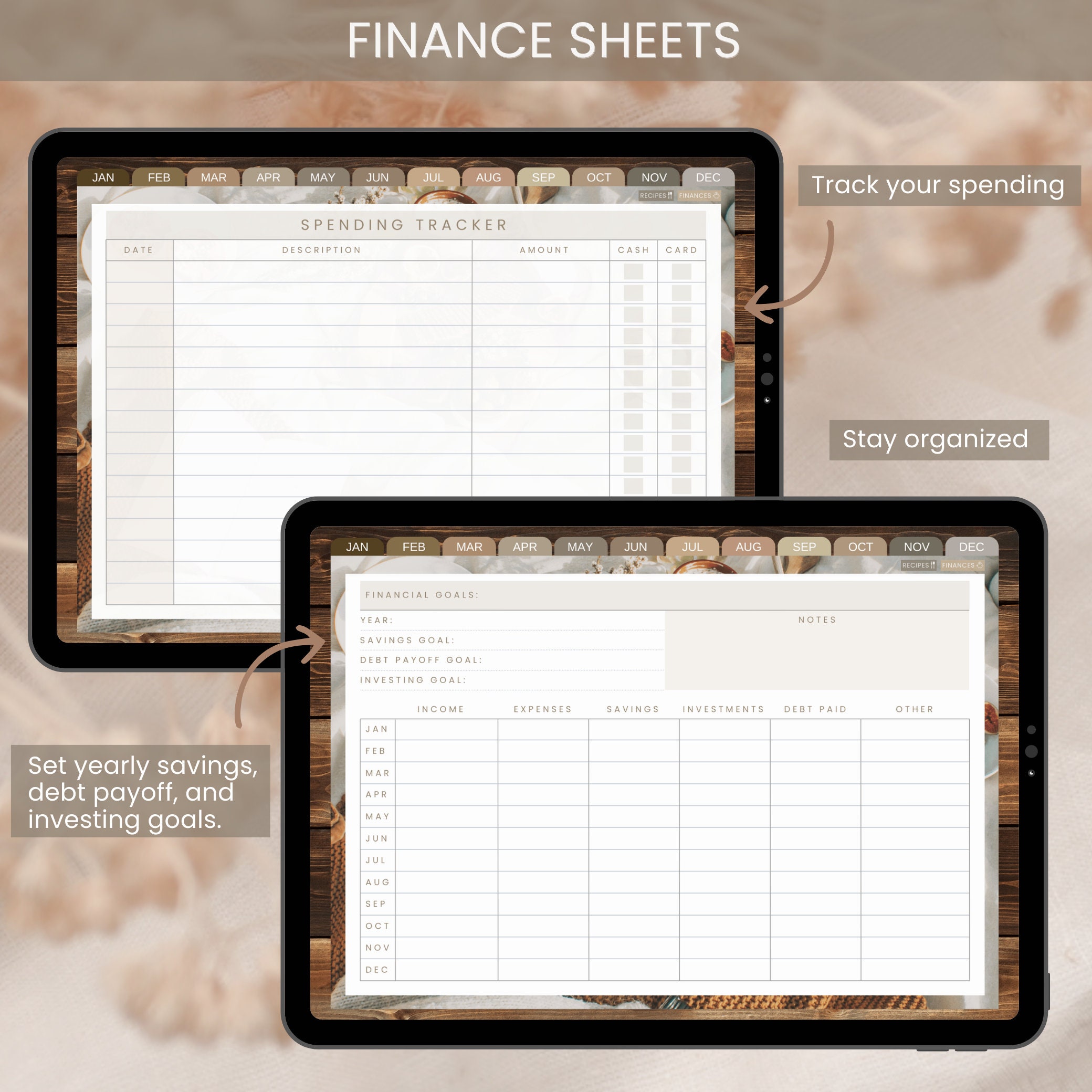 Undated Digital Planner • Aesthetic Flower Cottagecore iPad Planner ...