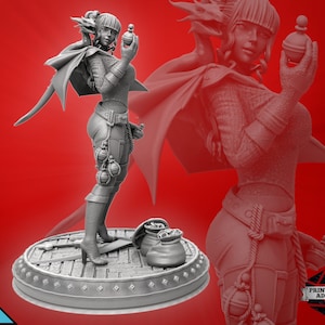 Alchemist Dragonling Miniature | Female Dragon Artificer | Highly Detailed | NSFW Miniature Painting | for TTRPG like DnD & Pathfinder |75 mm