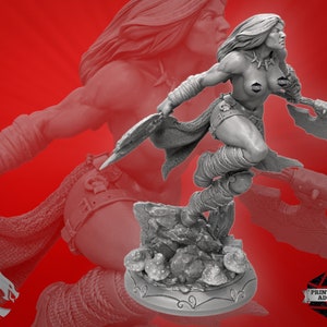 Barbarin mit Axt nackt Miniatur | Topless Barbarian Miniature | NSFW Figure | 75mm