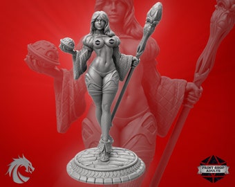 Sexy magician miniature | Topless Sorceress Miniature | NSFW Figure | 75mm