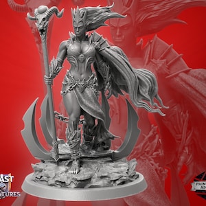 Orc Sorceress Miniature | Half Orc Mage Figure | Highly Detailed 3D Print | Miniature Painting | for TTRPG like DnD & Pathfinder | 75mm