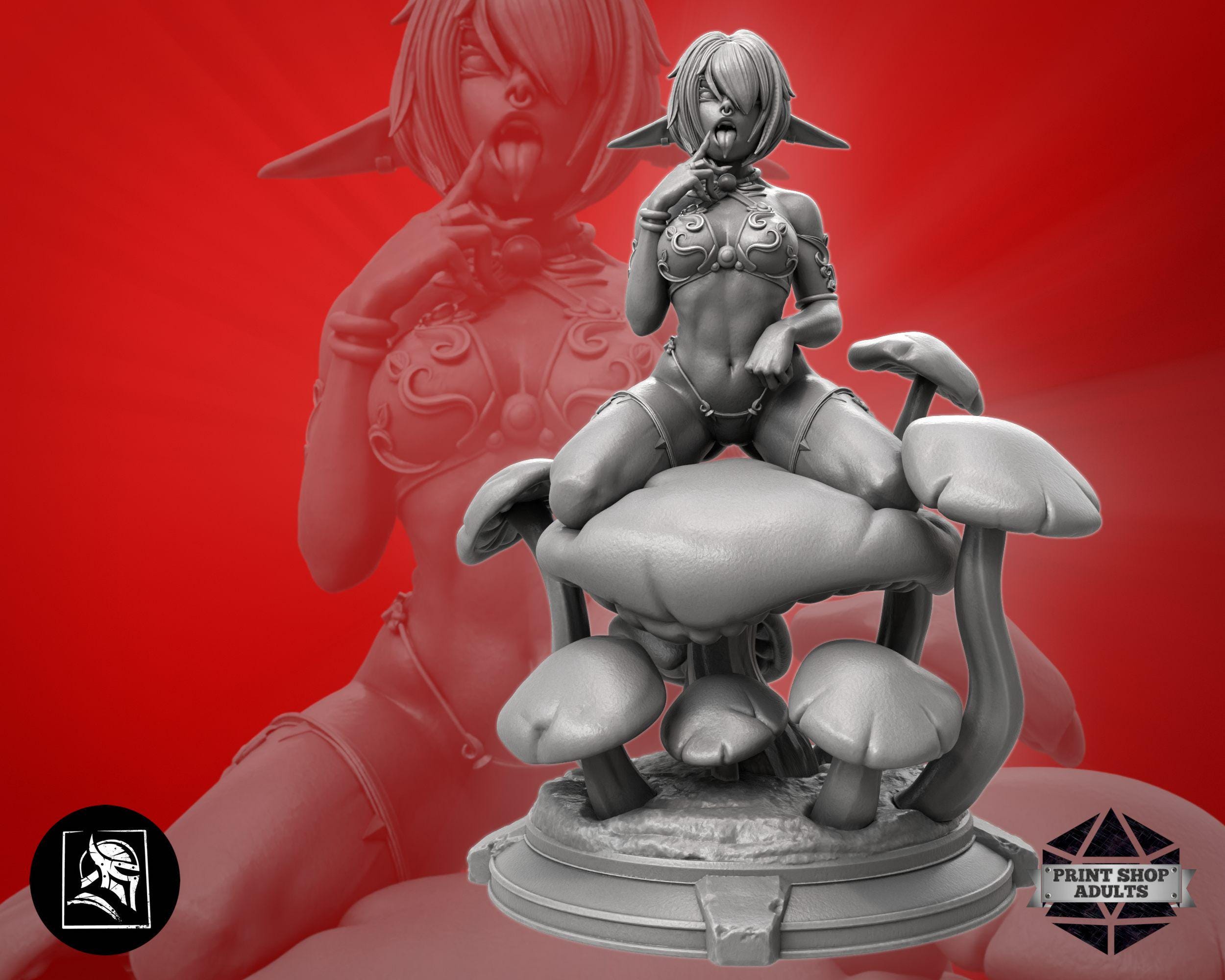 Corrupted Elf Miniature | Sinful Female Wood Elf with Piercing Figure | TTRPG Character | NSFW Figure for Painting | 3D Resin Print | 75mm
