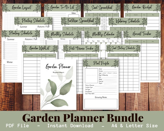 Garden Planner printable gardening diary, Gardening Journal, Garden calendar seed diary garden checklist watering schedule allotment planner