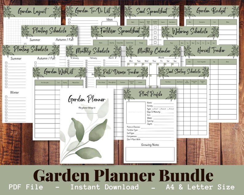Garden Planner printable gardening diary, Gardening Journal, Garden calendar seed diary garden checklist watering schedule allotment planner image 1