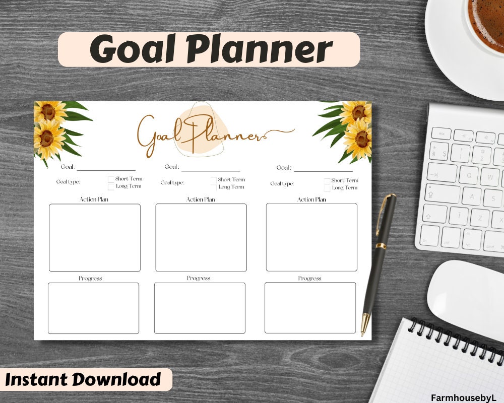Goal Planner, Printable Goal Planner 2023, ADHD Planner, Productivity ...