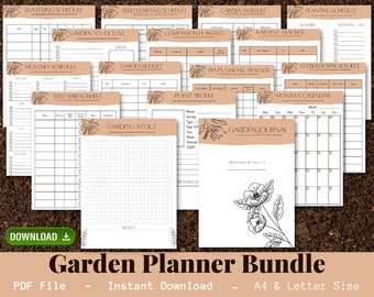 Garden Planner, gardening diary, Gardening Journal, Growing Vegetables, Gardening printable, seed diary, garden checklist, watering schedule