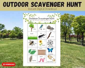 Outdoor scavenger hunt for kids, kids scavenger hunt, outdoor activities for kids, scavenger hunt printables, printable games for kids