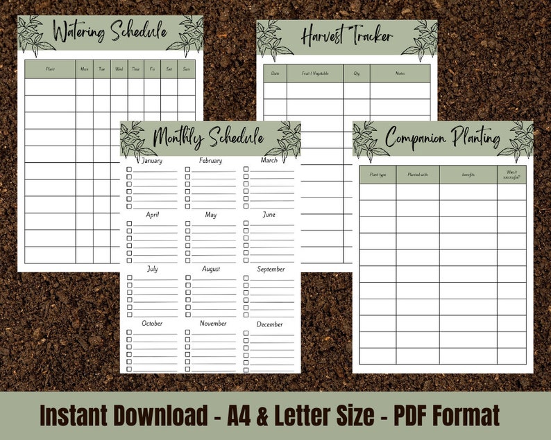 Garden Planner printable gardening diary, Gardening Journal, Garden calendar seed diary garden checklist watering schedule allotment planner image 4