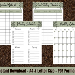 Garden Planner printable gardening diary, Gardening Journal, Garden calendar seed diary garden checklist watering schedule allotment planner image 3