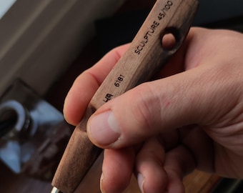 Handmade Walnut Wood Mechanical Pencil, 2mm Refillable, Minimalist Stationery Gift [6178]