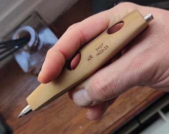 Handmade Tulip Wood Mechanical Pencil, 2mm Refillable, Minimalist Stationery Gift [5407]