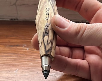 Handmade Hornbeam Wood Mechanical Pencil, 5mm Refillable, Minimalist Stationery Gift for Architect &Artist [5905]