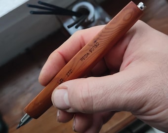 Handmade Yew Wood Mechanical Pencil, 2mm Refillable , Minimalist Stationery Gift for Architect & Designer [2721]