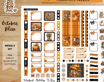 October Bliss Hobonichi Weeks Planner Stickers, Weekly Kit (Digital Download) Cricut, PNG, Silhouette
