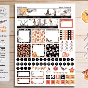 Spooky October Happy Planner Stickers Classic Monthly Kit Printable ...