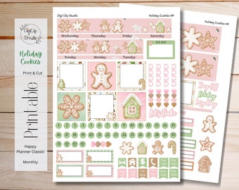 Holiday Cookies Happy Planner Stickers Classic Monthly Kit Printable Planner Stickers, Pre-Cut, PNG, Cricut, Silhouette